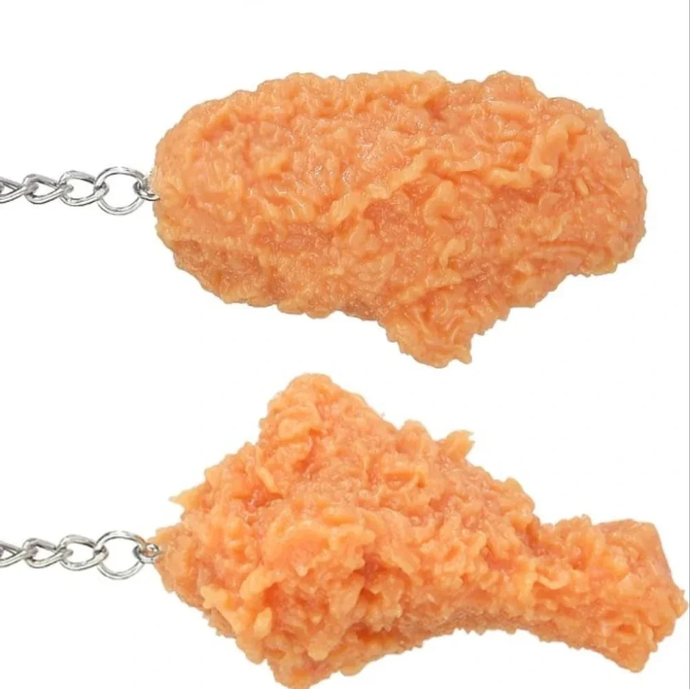 1 pc fried chicken leg keychain bag charm key ring decor men's women's food fun